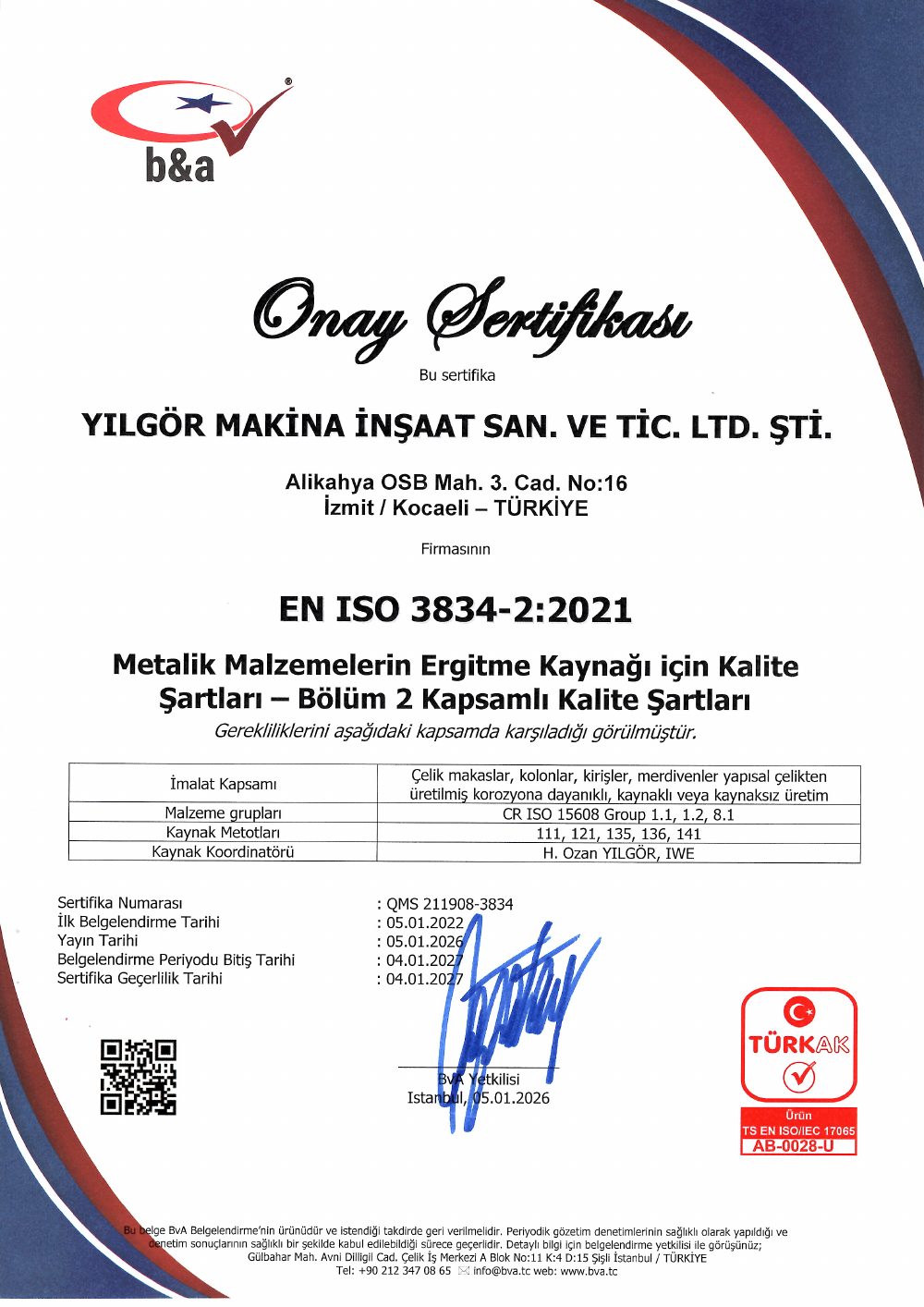 ISO 3834-2 sertifikası önizlemesi